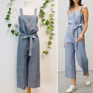 Everlane Linen Picnic Jumpsuit Overalls Stripe